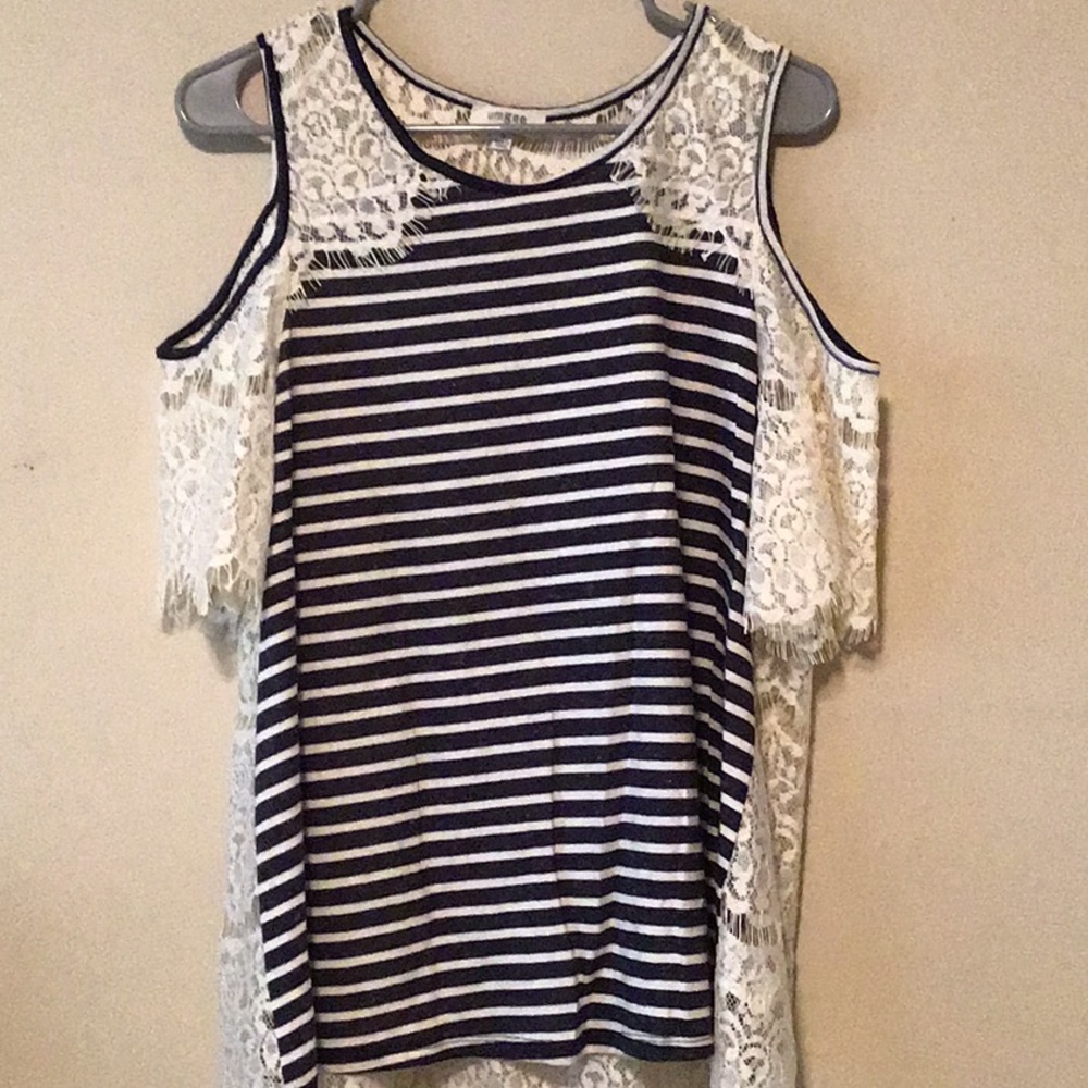 Umgee bare shoulder lace blouse, Size S